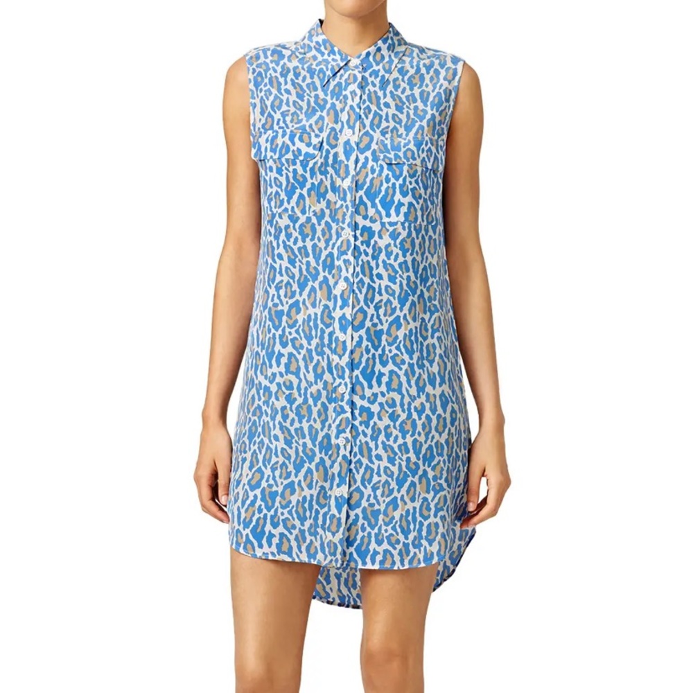 Equipment Cheetah Slim Signature Silk Dress - S/P